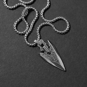 Men's Necklace - Rugged Arrowhead Necklace - Stainless Steel Necklace - Necklace for Men - Waterproof Necklace by Modern Out