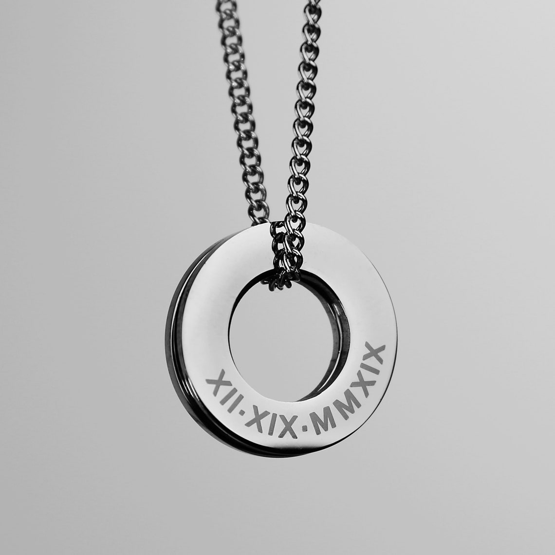 Medium Circle Necklace Men's Necklace 22mm Custom Etsy