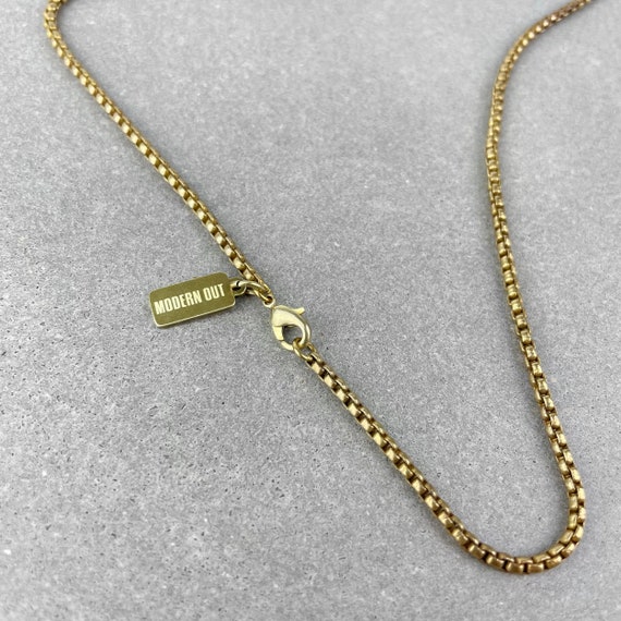 Men's Necklace Brass Box Chain Necklace 