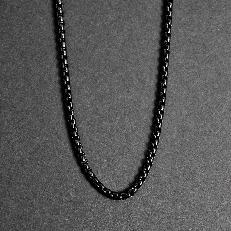 Men's Black Chain Necklace Thick Box Chain Necklace Etsy