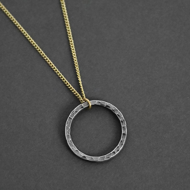 Good Karma Necklace Men's Necklace Steel Circle Necklace Unisex Jewelry Gift for Him Circle Pendant by Modern Out image 1