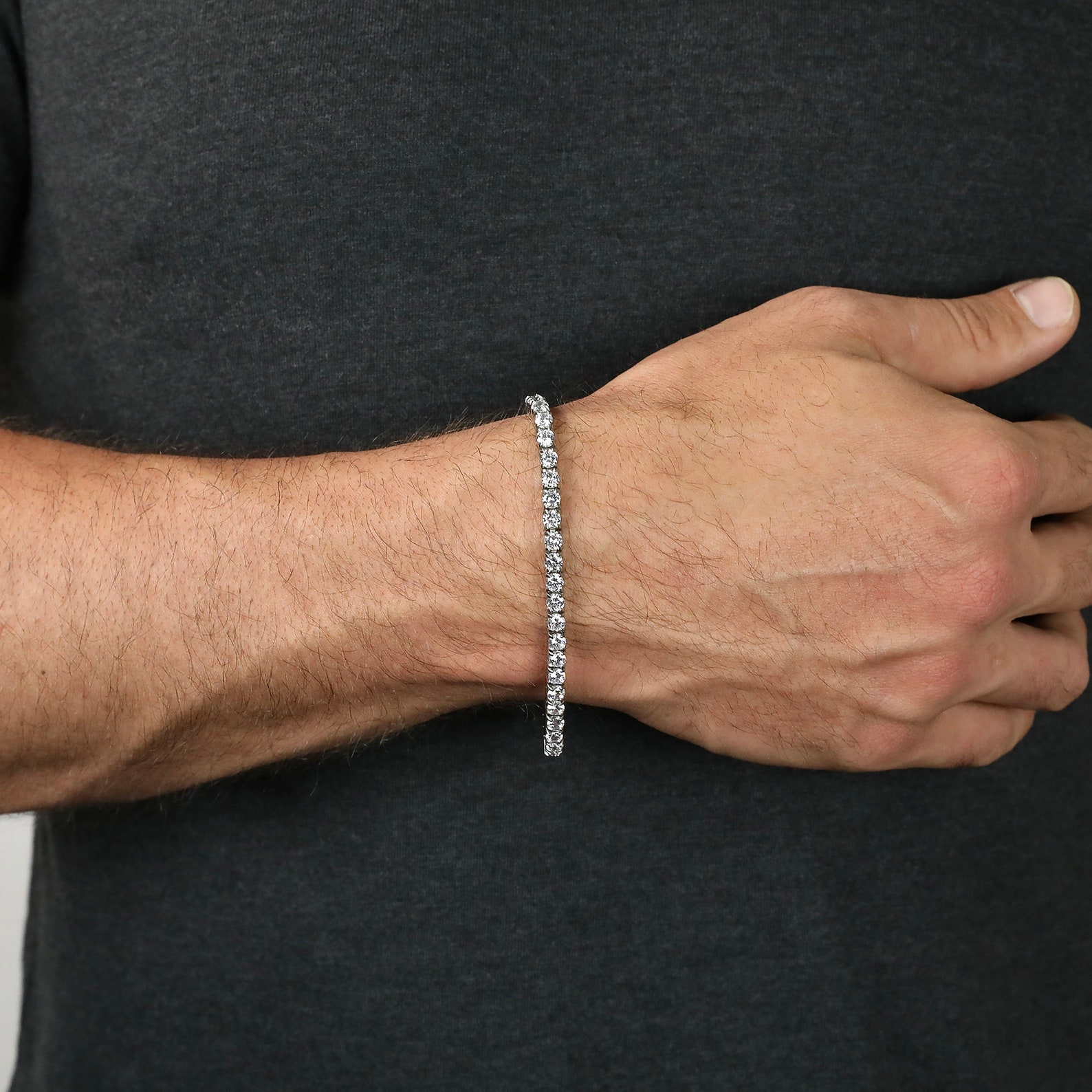 Men's Tennis Bracelet Silver 4mm Men's Bracelet Etsy