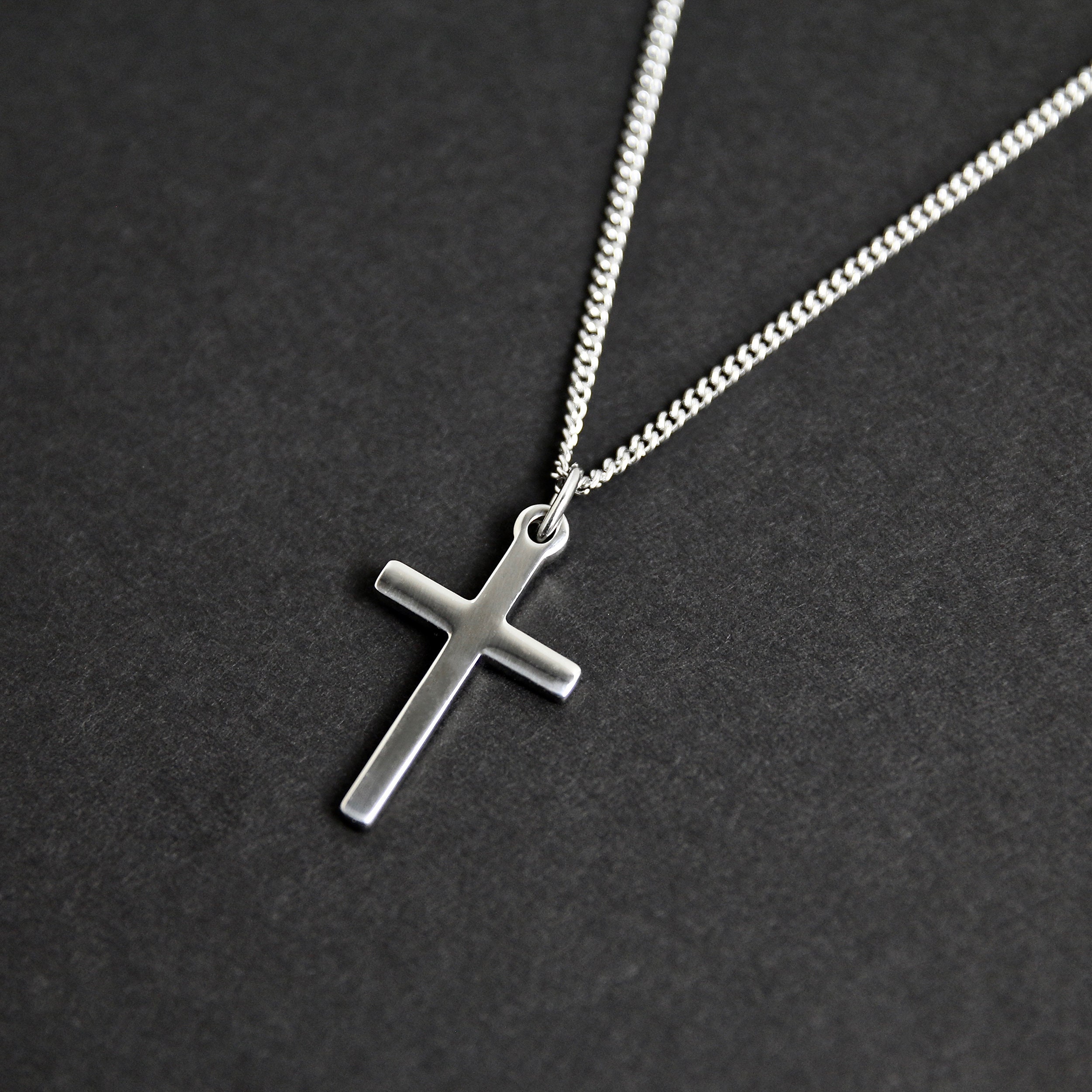 Men's Cross Necklace Men's Necklace Silver Cross Necklace Pendant Necklace  Masculine Necklace Waterproof Necklace by Modern Out 