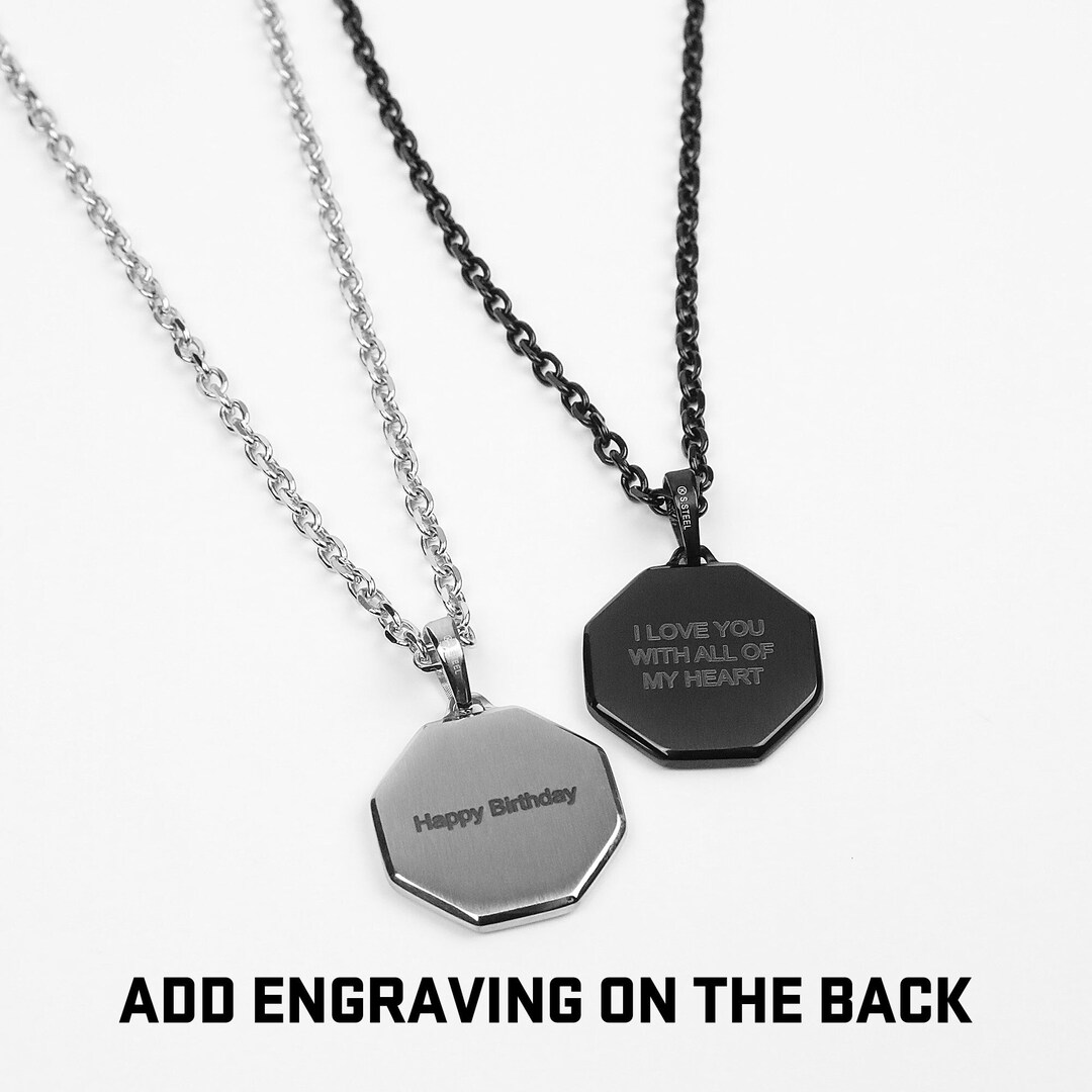 Glyph Octad Necklace Men's Necklace Men's Engraved Necklace Stainless