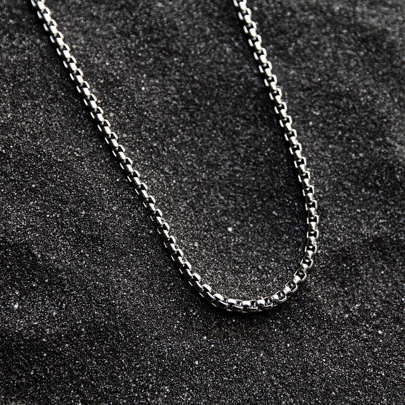 Men's Necklace Steel Box Chain Necklace Masculine Etsy