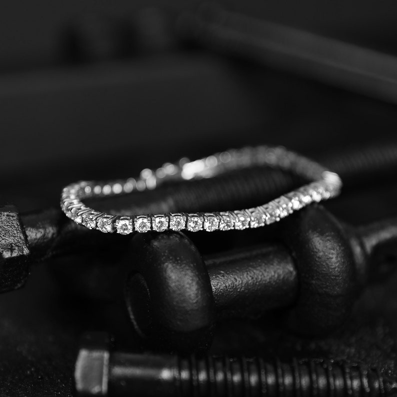 Men's Tennis Bracelet Silver 4mm Men's Bracelet Etsy