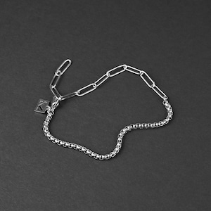Bransoleta męska z łańcuszkiem - Bransoleta hybrydowa z łańcuszkiem Clip Box Chain 4 mm - Bransoleta ze stali nierdzewnej - Wodoodporna bransoletka męska firmy Modern Out