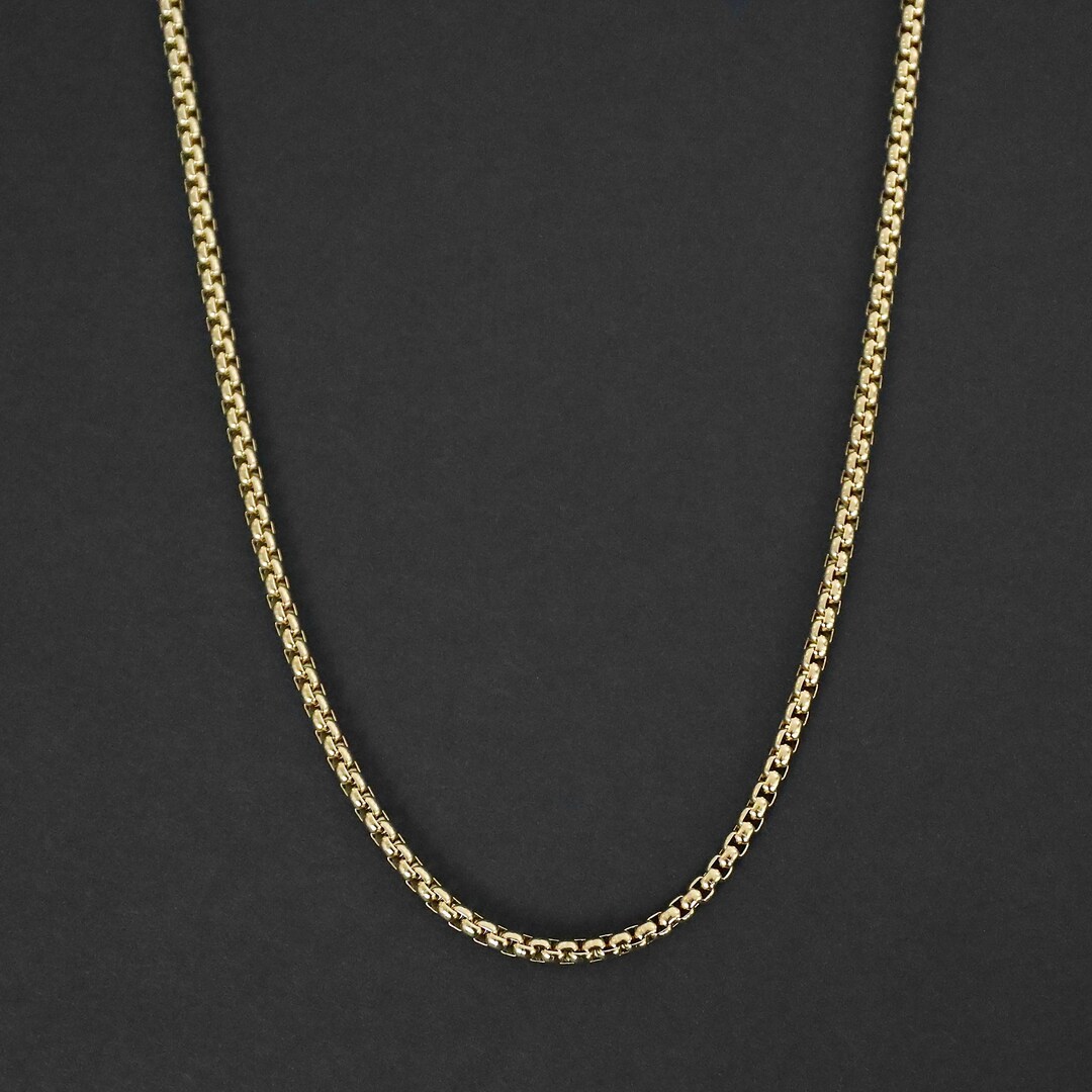 Men's Gold Chain Necklace Thick Box Chain Necklace 3.5mm Masculine
