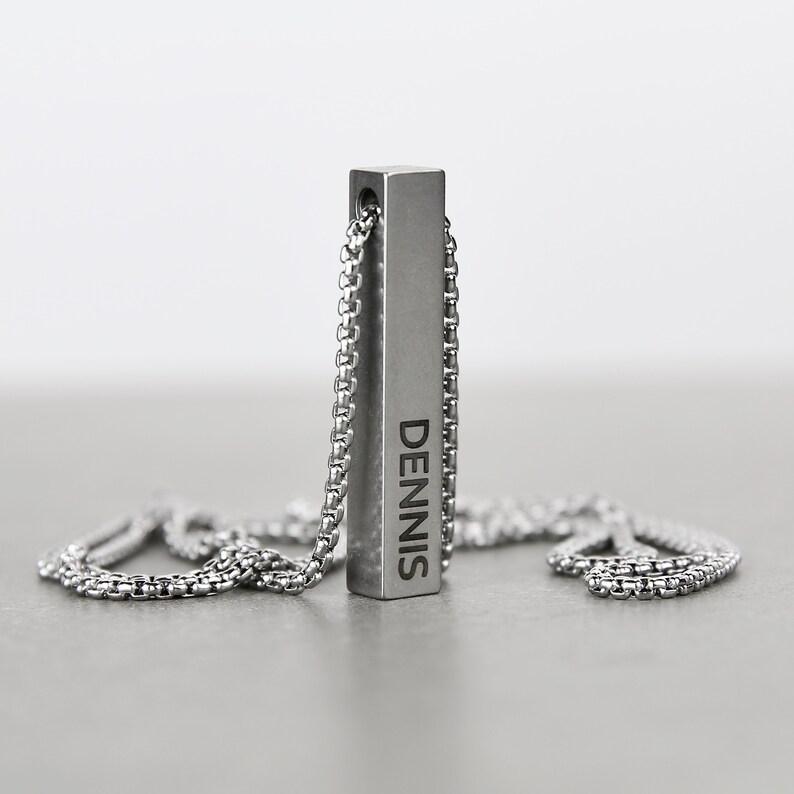 Bar Necklace Men's Necklace Customized Bar Pendant Etsy