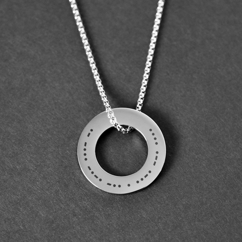 Morse Code Circle Necklace Mens Necklace Custom Washer - Etsy