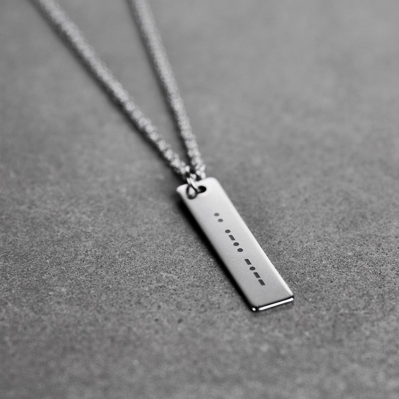 Morsecode ketting ketting met geheime boodschap herenketting unisex sieraden gepersonaliseerde ketting van Modern Out afbeelding 4