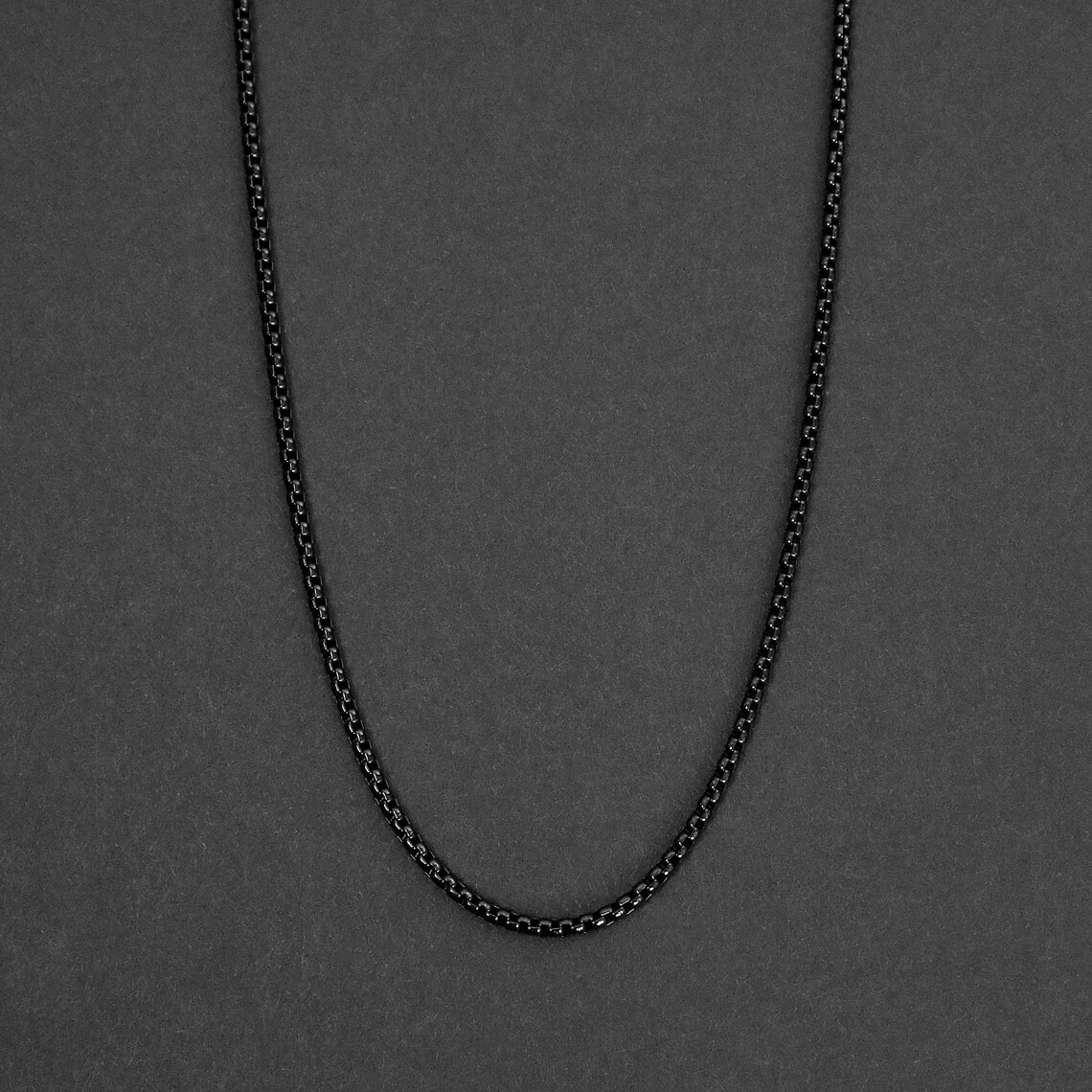 Men's Black Chain Necklace 2.5mm Box Chain Necklace Etsy