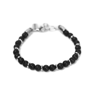 Bead Bracelet for Men Black Lava Stone Bracelet Men's Bracelet Stainless Steel Bracelet by Modern Out image 4