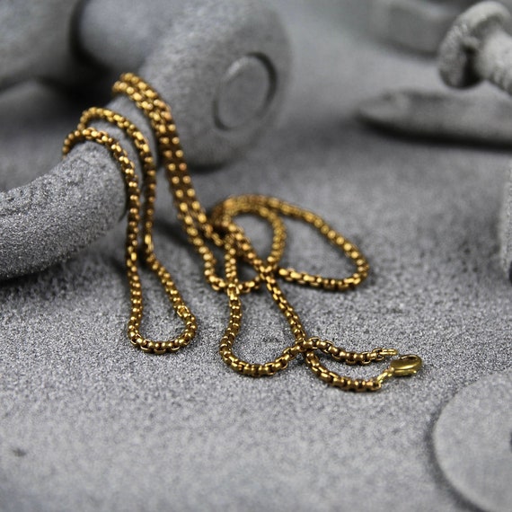 Brass Box Chain Necklace No Pendant 