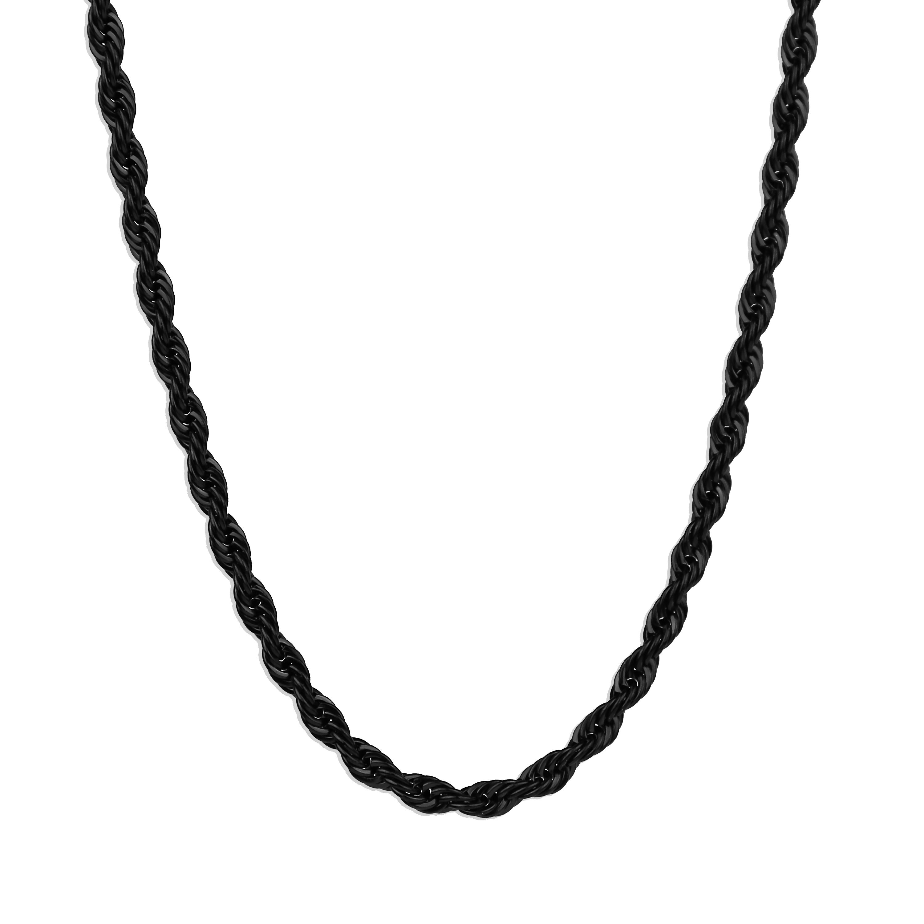 Men's Black Chain Necklace Black Rope Chain 4mm Thick Etsy