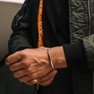 Minimal Cuff Bracelet - Men&#39;s Bracelet - Stainless Steel Bracelet - Custom Bracelet - Engraved Bracelet by Modern Out