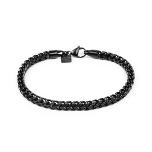 Classic Black Franco Chain Bracelet Men's Bracelet 5mm Stainless Steel Bracelet Waterproof Bracelet Chain Bracelet by Modern Out image 5