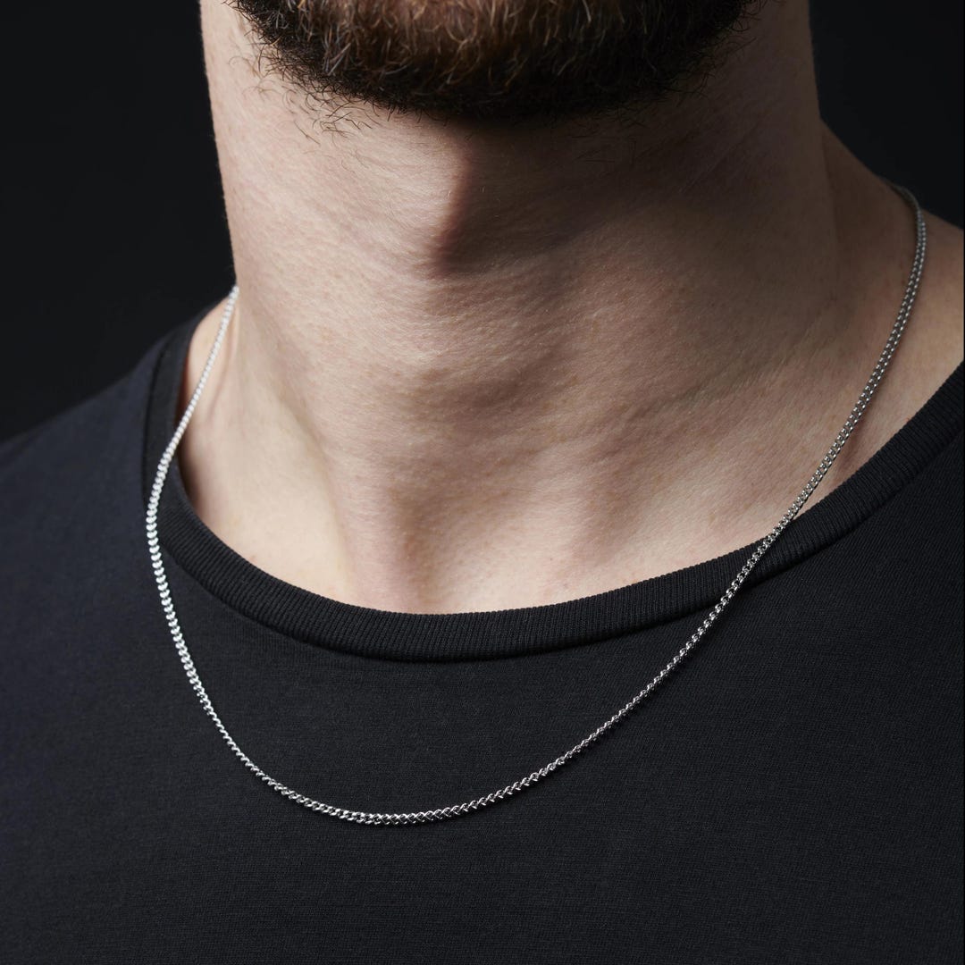 Minimal Curb Chain Necklace - Men's Chain - Simple Jewelry