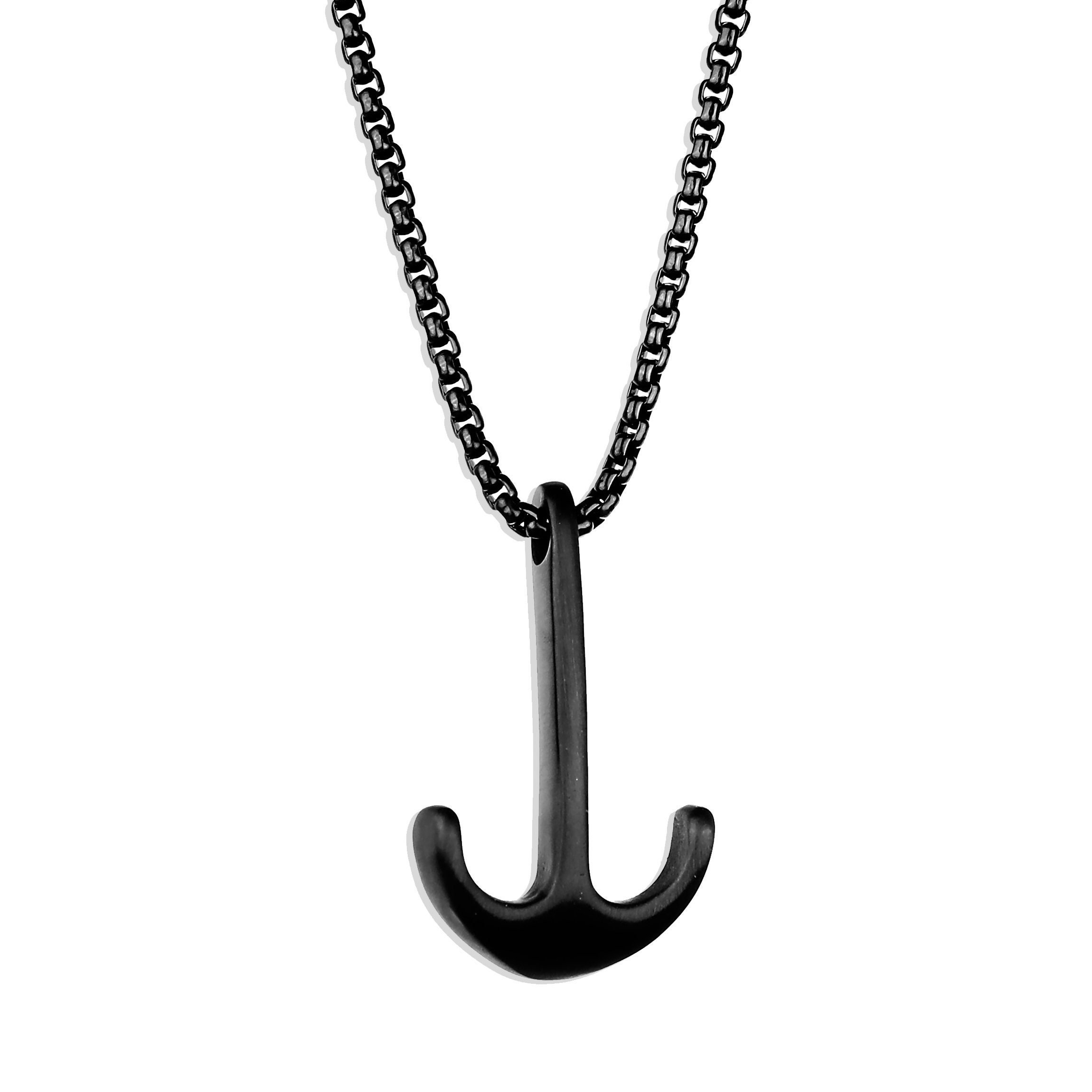 Mens Stainless Steel Nautical Anchor Necklace Vintage Navy