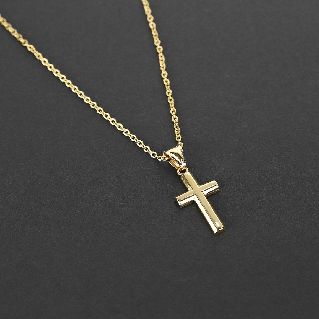 Bold Gold Cross Necklace Men's Necklace Cross Necklace Etsy