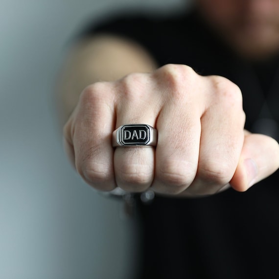 Stainless steel dad ring deals