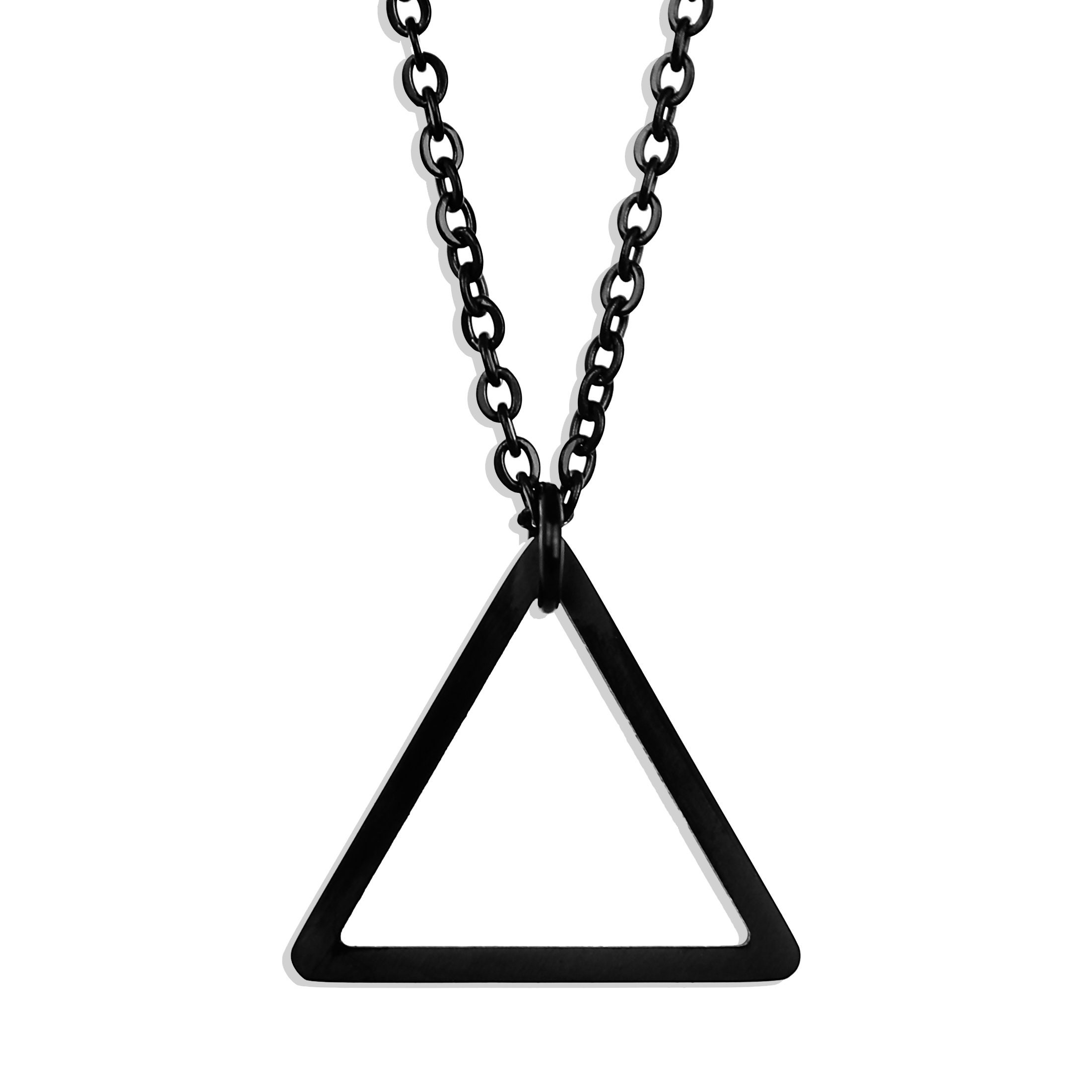 Black Triangle Necklace - Mens Necklace - Geometric Necklace - Steel ...