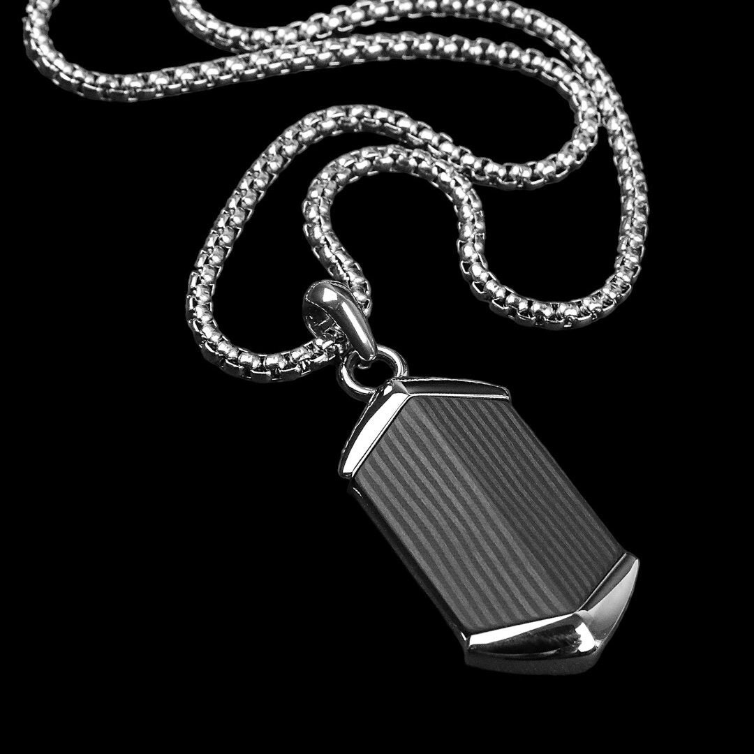 Men's Diamond Shield Pendant Necklace 1/4 ct tw Round Sterling Silver 22