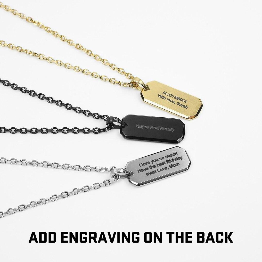 Glyph Tag Necklace Men's Necklace Men's Engraved Necklace Stainless Steel Waterproof Jewelry by
