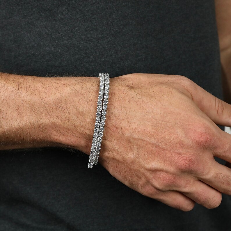 Men's Tennis Bracelet Silver 4mm Men's Bracelet Etsy