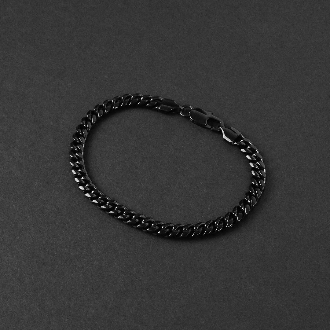 Black Cuban Chain Bracelet Men's Bracelet 6mm Stainless Steel Bracelet Men's Waterproof Bracelet