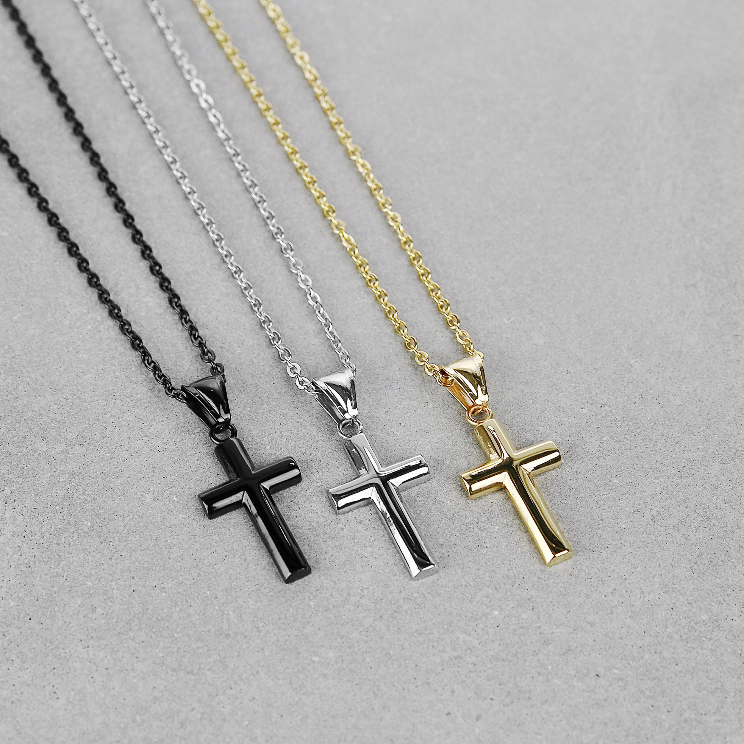 Amazon.com: JIAHATE Cross Necklace for Boys,Men Necklace Retro Thread  Simple Titanium Crucifix Cross Pendant Necklace Stainless Steel Chain,Black  Necklace: Clothing, Shoes & Jewelry