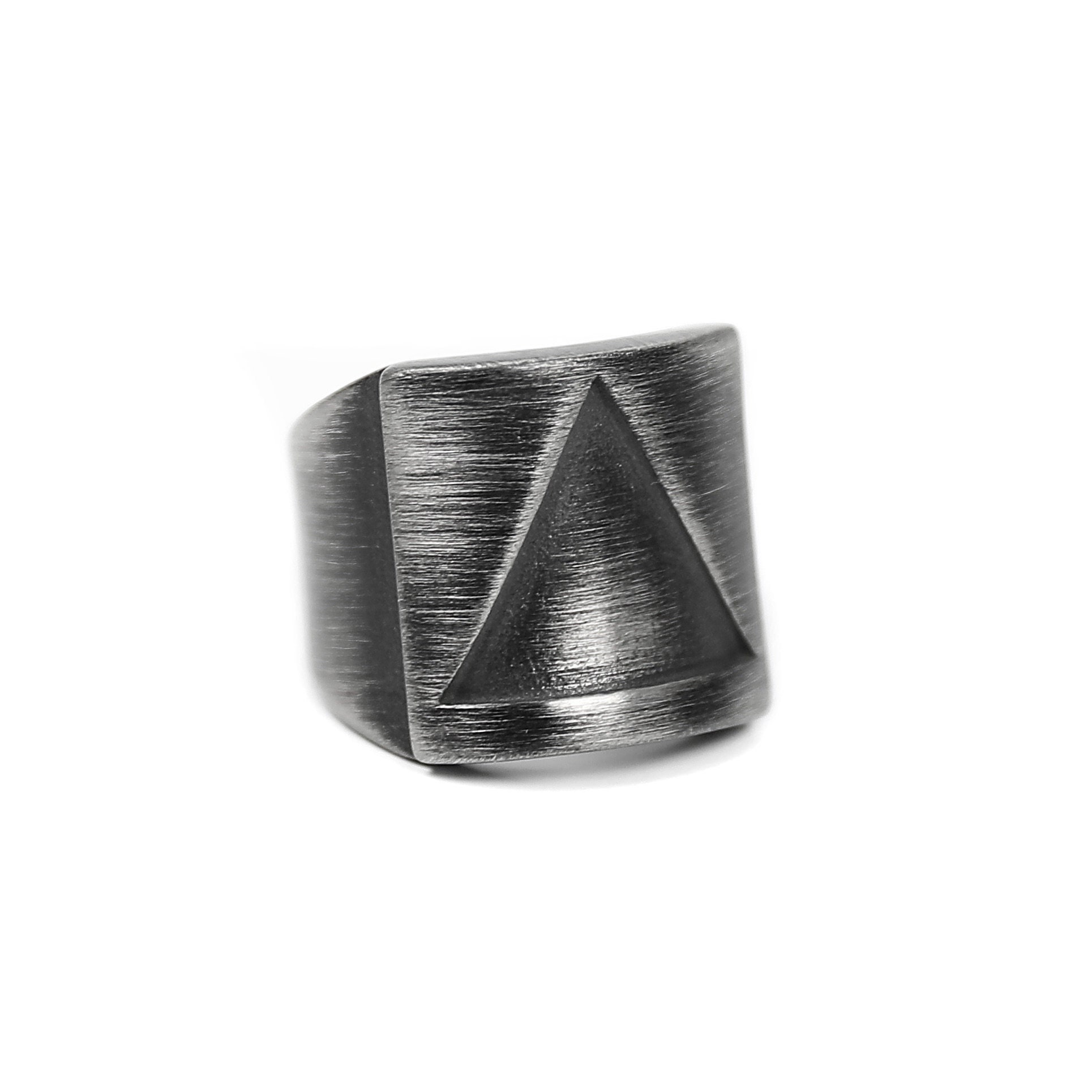 Triangle Men Rings Triangle Ring in Antique Silver - Men's Ring - Men's Band - Stainless ...