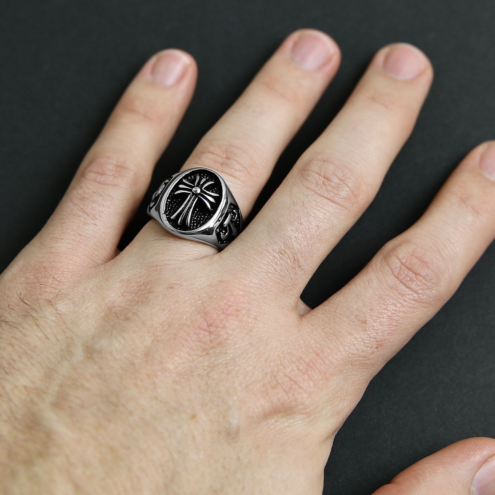 Faith Cross Ring Men's Ring Men's Band Stainless Etsy
