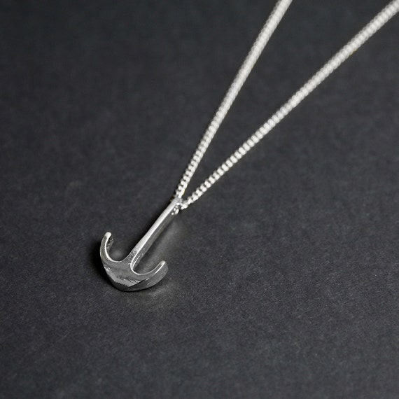 Ciondolo Medaglietta Con Ancora In Argento Con Contromaglia In Bronzo E Catena In Argento