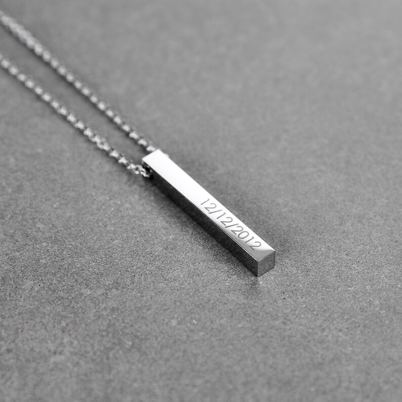 Silver Bar Necklace Men's Necklace 5mm Silver Bar Etsy