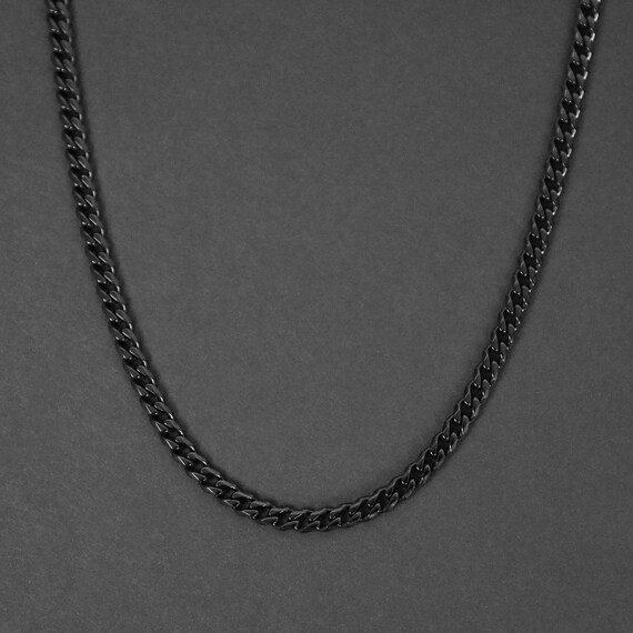 Men's Chain Necklace Black Curb Chain 