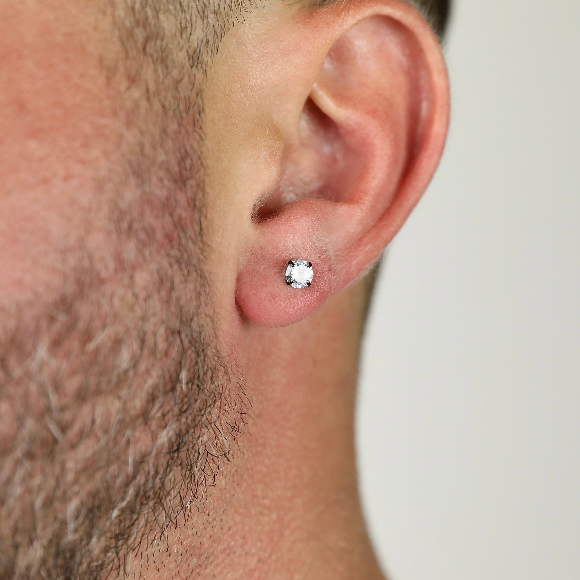 6 Paia Orecchini Uomo In Acciaio Inox – Tondi Piatti Argento Da 3 A 8 Mm – Punk Rock, Minimal, Ipoallergenici