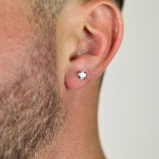 6 Paia Orecchini Uomo In Acciaio Inox – Tondi Piatti Argento Da 3 A 8 Mm – Punk Rock, Minimal, Ipoallergenici
