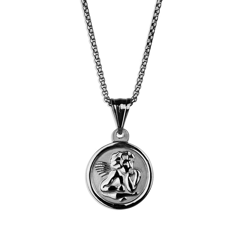 Guardian Angel Necklace Men's Necklace Stainless Steel Etsy