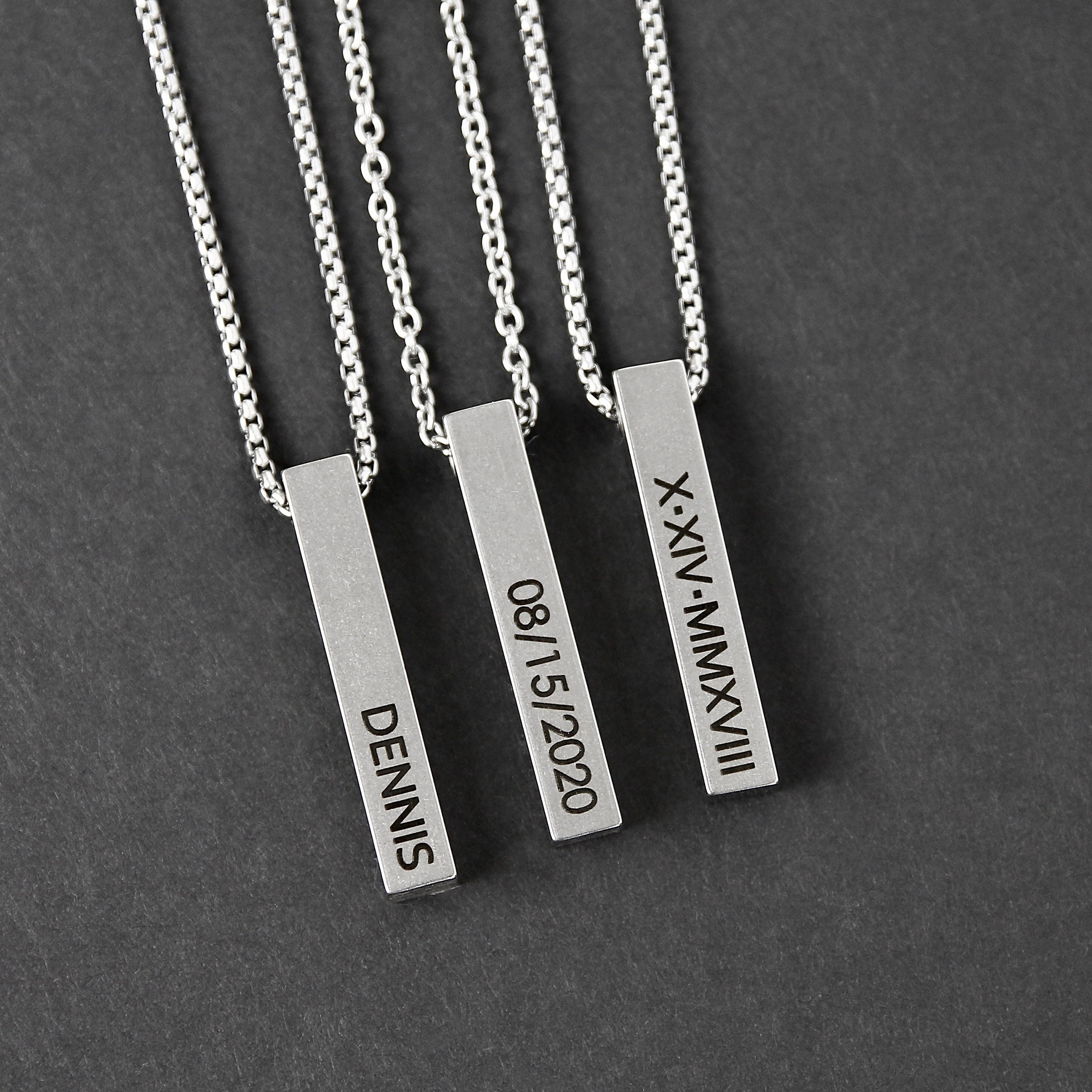 Bar Necklace Men's Necklace Customized Bar Pendant Etsy