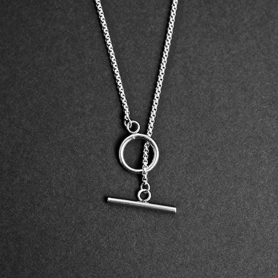 Men s Toggle Necklace Box Chain Necklace Masculine Chain Stainless