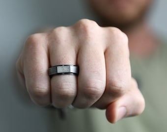 Octagon Band in Antique Silver - Men's Ring - Men's Band - Stainless Steel Ring - Men's Jewelry - Rings for Men by Modern Out