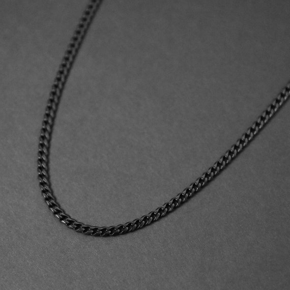Men's Chain Necklace Black Curb Chain 