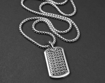Collana con etichetta di grano - Collana da uomo - Collana in acciaio inossidabile - Collana per uomo - Collana impermeabile di Modern Out