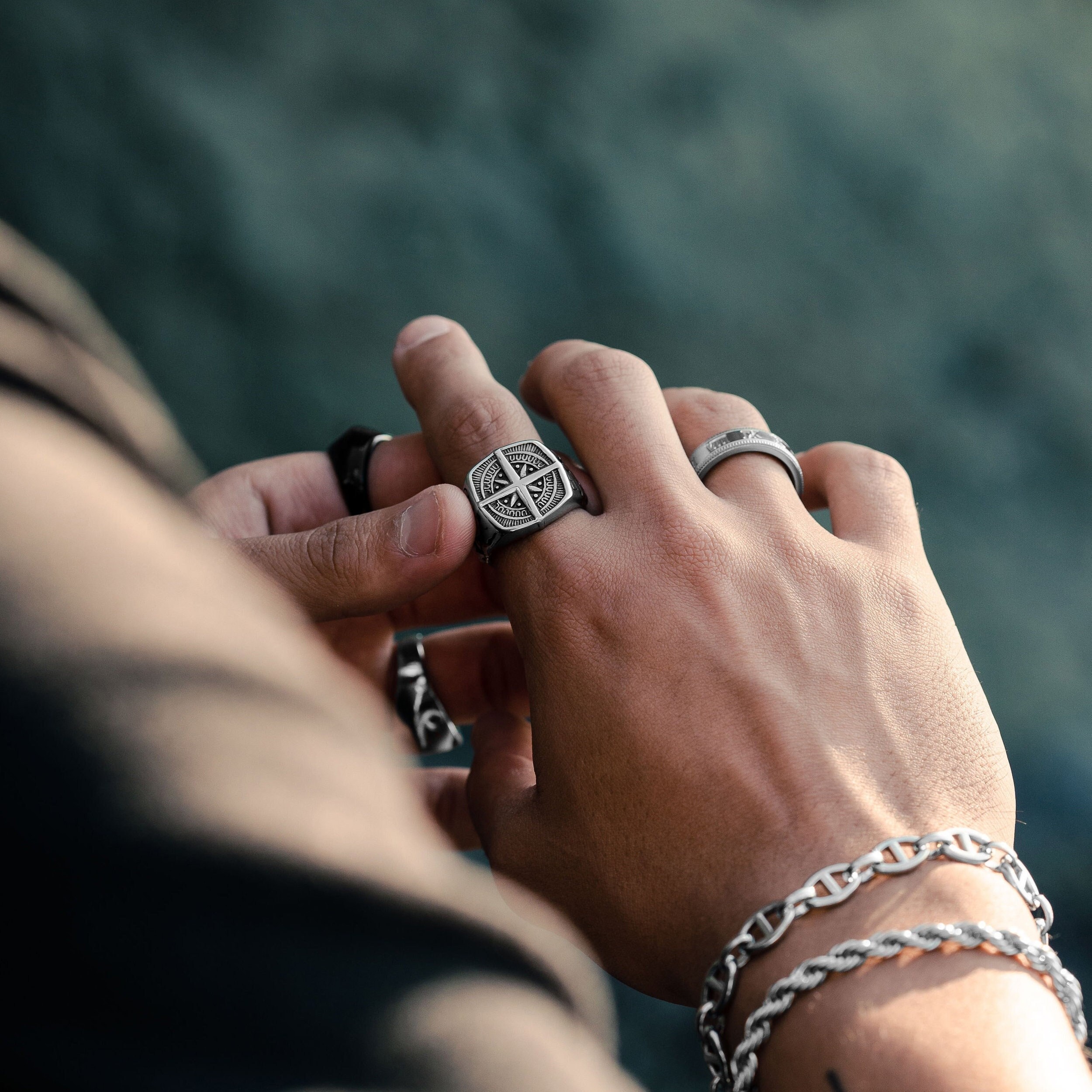 Journey Compass Ring in Silver - Men's Ring - Men's Band
