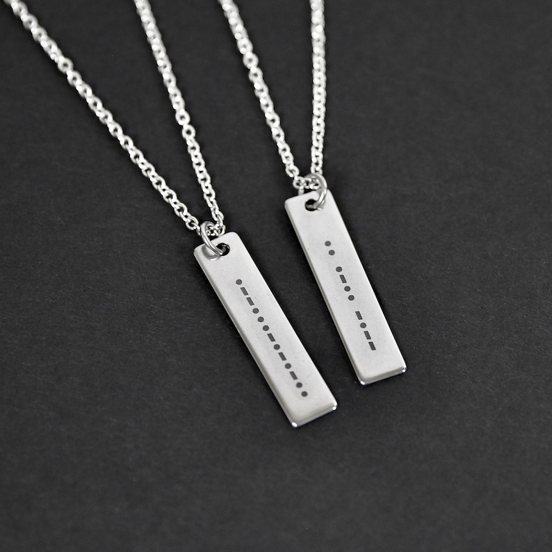 Morse Code Necklace Secret Message Necklace Men's Necklace Unisex Jewelry Personalized Necklace by Modern Out image 3