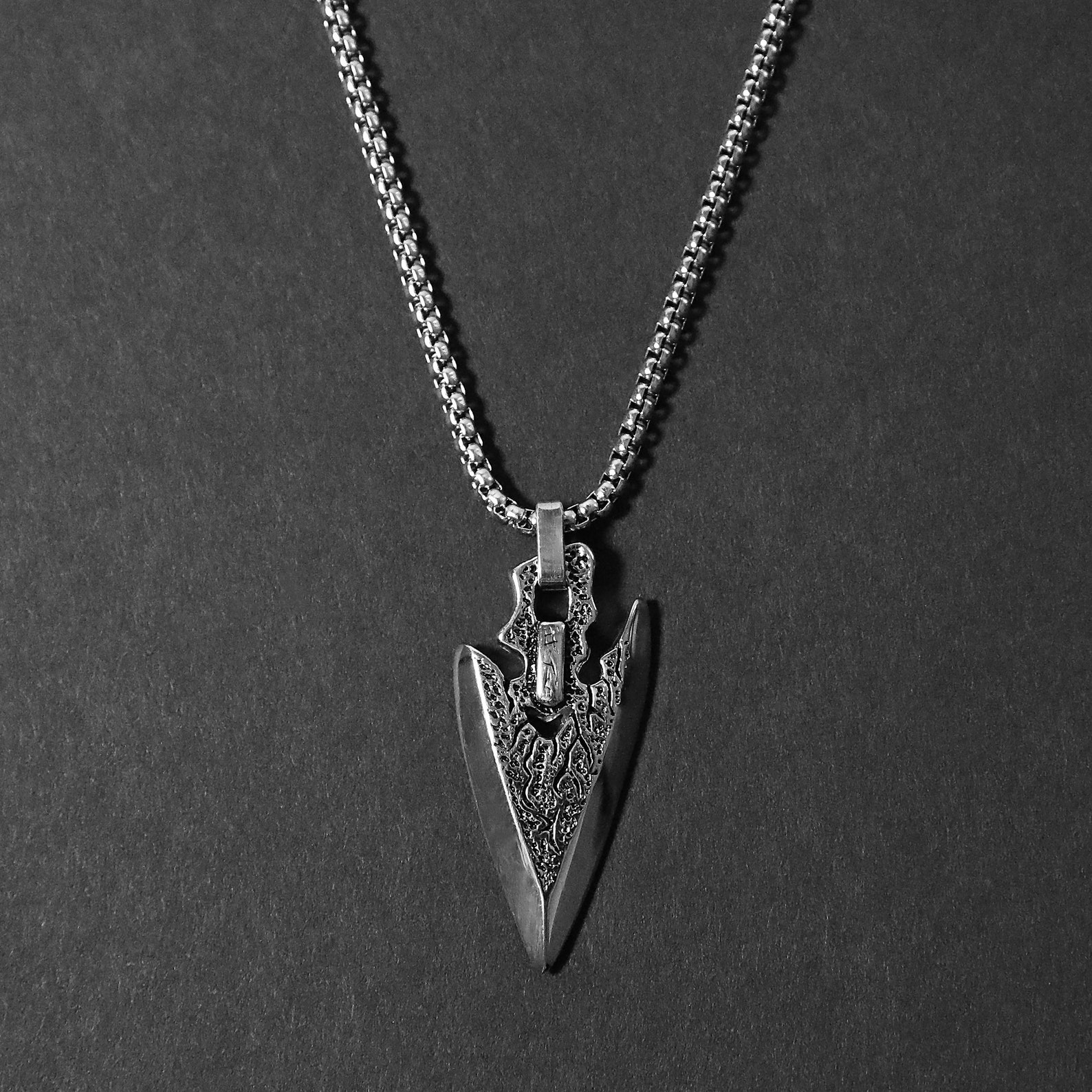 Men's Necklace Rugged Arrowhead Necklace Stainless Etsy