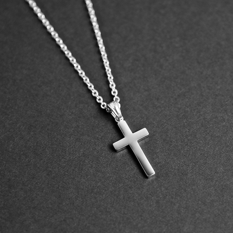 Men's Cross Necklace Modern Cross Necklace Silver - Etsy