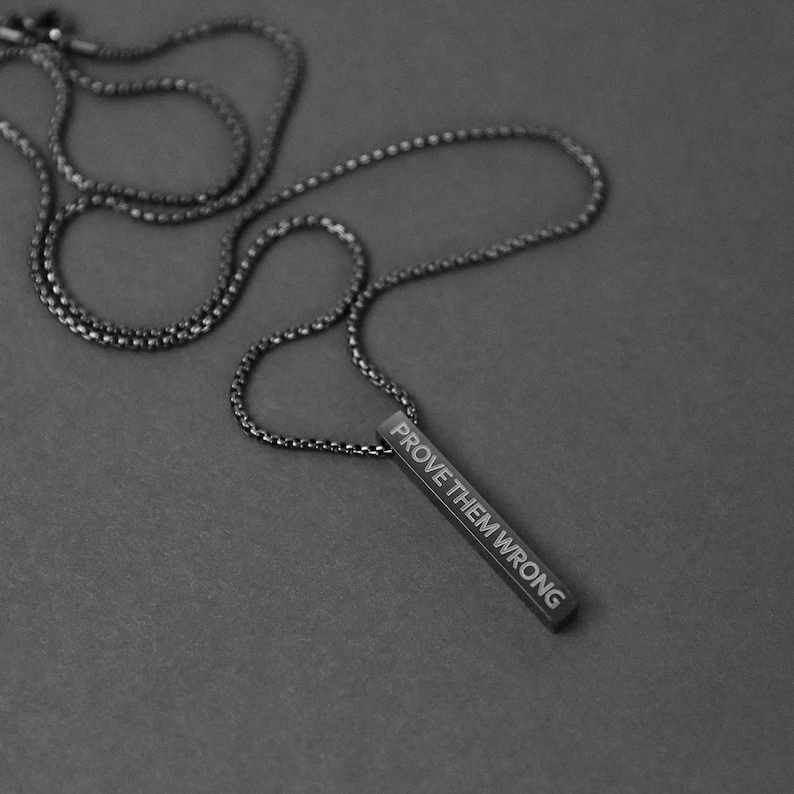 Engraved Black Bar Necklace Men's Necklace 5mm Custom Etsy