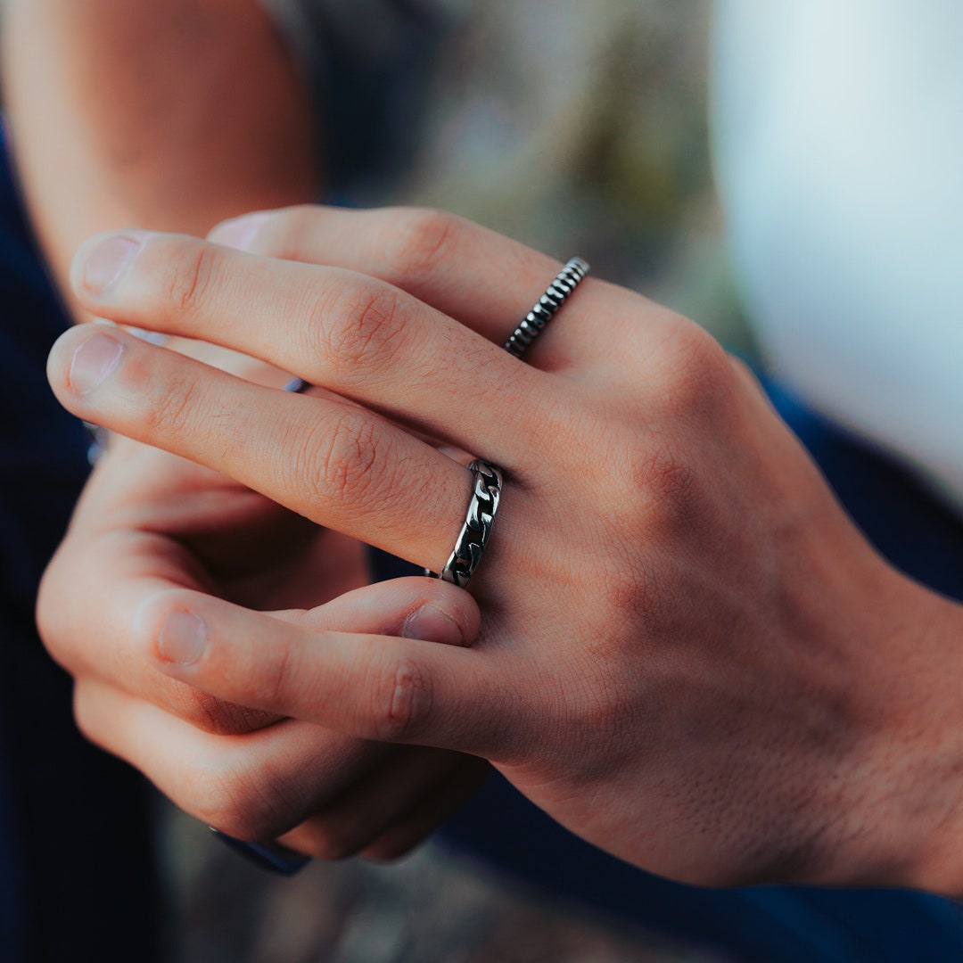 Stacked Bands in Silver - Men's Rings - Men's Bands - Stainless Steel ...